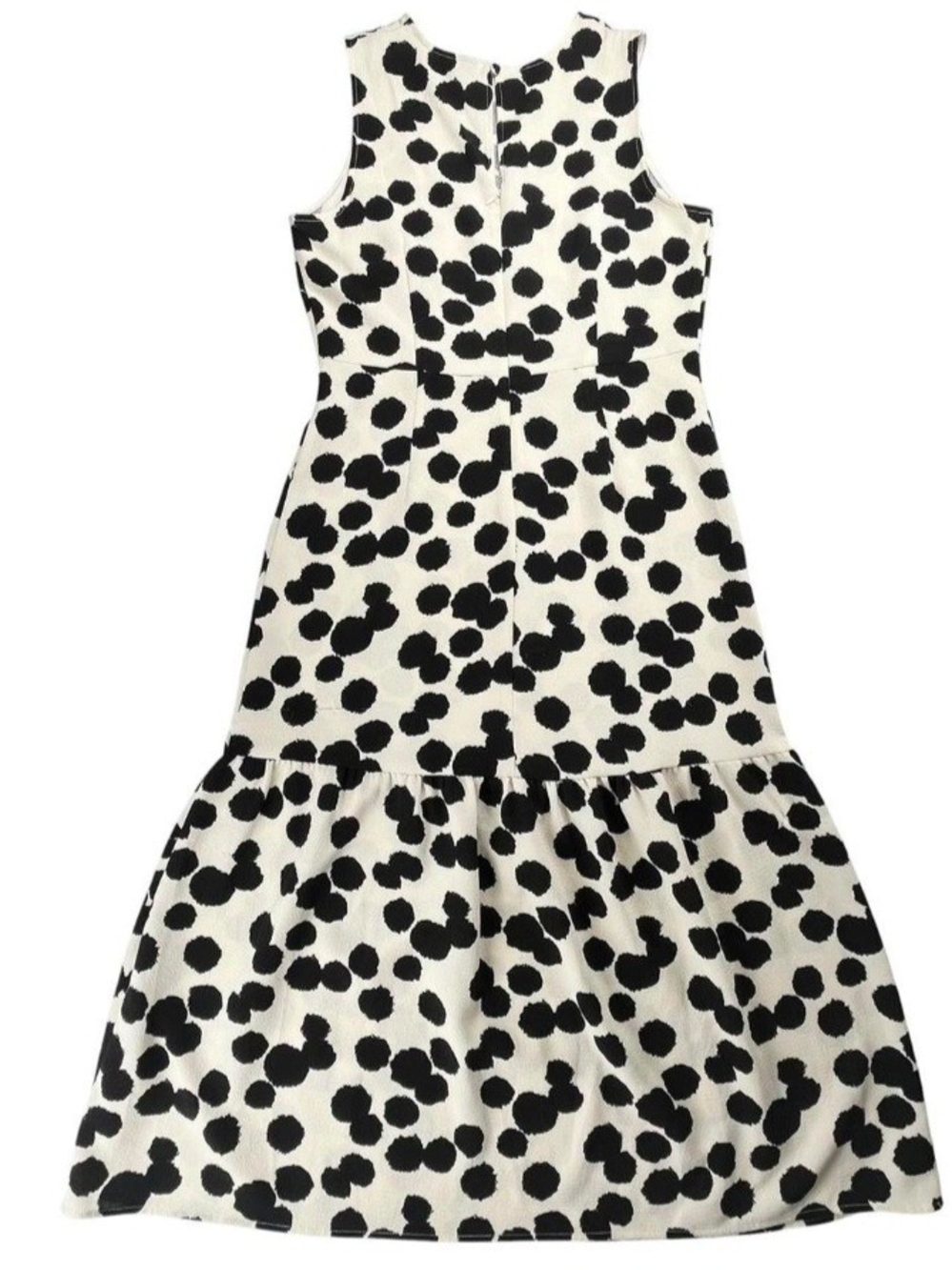 Beautiful WHO WHAT WEAR Sleeveless Blck/Wht Polka Dot Midi Dress Sz M